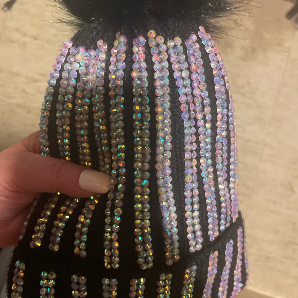 Black Beanie with Iridescent Sequins